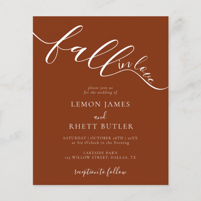 Papier Budget Élégant Automne Rustique En Amour Mariage I (Devant)
