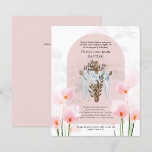 Papier BUDGET Élégant BAPTISME Invitation rose Calla Lily