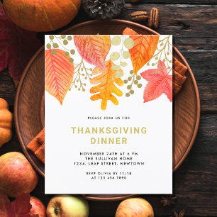 Papier Budget Élégant Dîner Thanksgiving Invitation