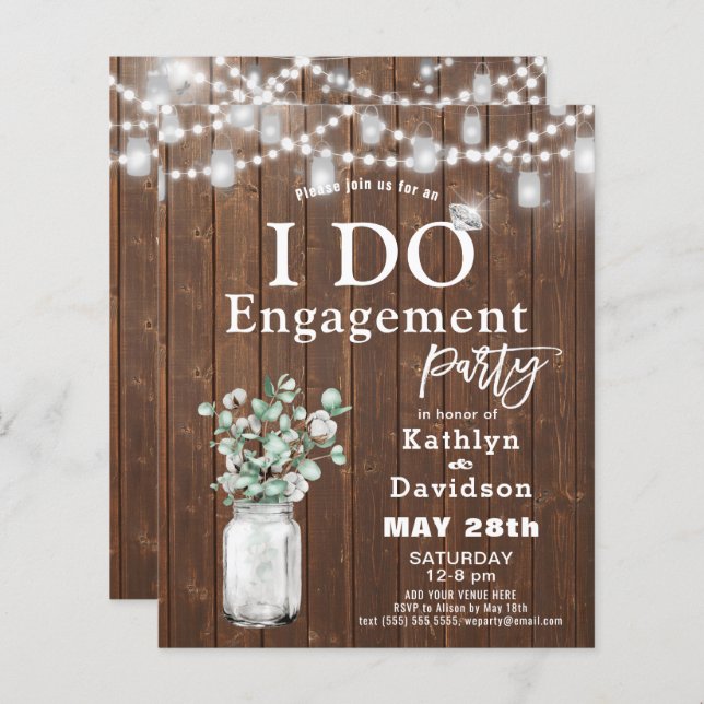 Papier BUDGET Elégant Eucalyptus I DO Party Invitation (Devant / Derrière)