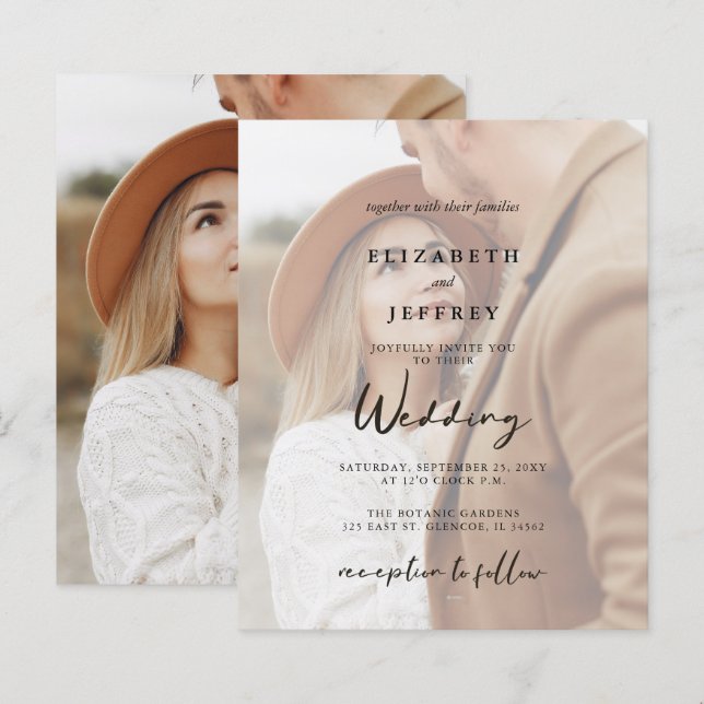 Papier Budget Élégant Faire-part de mariage de superposit (Devant / Derrière)