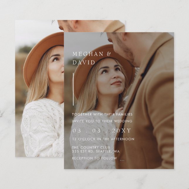Papier Budget Élégant Faire-part de mariage de superposit (Devant / Derrière)