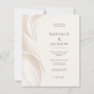Papier BUDGET Élégant Faire-Part de Mariage Photo Plume I