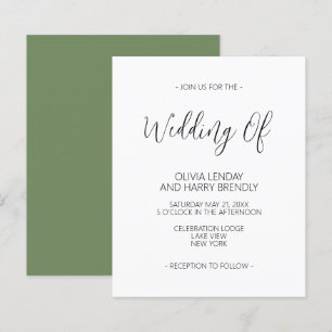 Papier Budget Élégant Faire-part de mariage vert olive