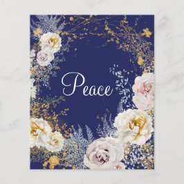 Papier Budget Elégant Floral Blue Peace Chrismas Card