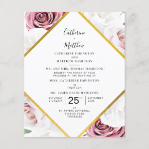 Papier Budget Élégant Floral Faire-part de mariage géomét