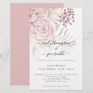 Papier Budget Élégant Florales Script Pink Mariage Invita