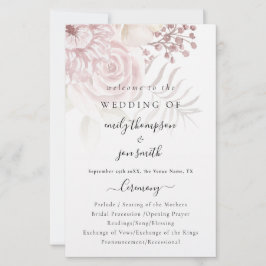 Papier Budget Élégant Florals Script Pink Wedding Program