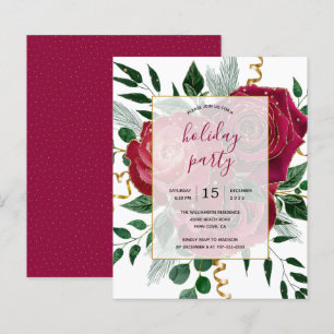 Papier Budget Élégant Glam Red Roses Invitation de fête d