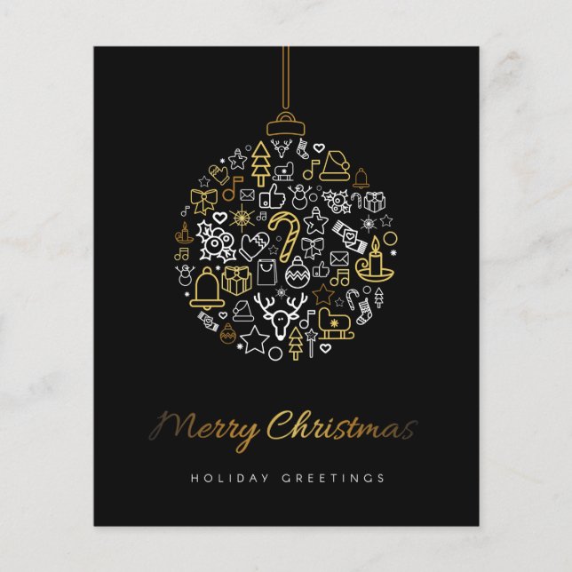 Papier Budget Elegant Gold & Black Merry Card (Devant)