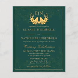 Papier Budget Elegant Green Gold Monogramme de mariage In