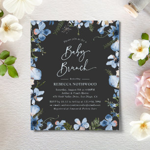 Papier Budget Elegant Grey Blue Baby Brunch Invitation