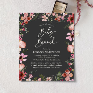 Papier Budget Élégant Gris Pêche Bébé Brunch Invitation