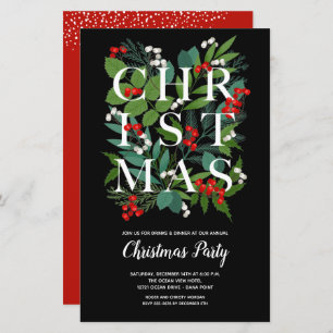 Papier Budget Élégant Noël vert Invitations