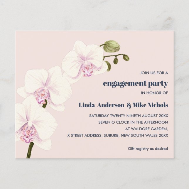 Papier BUDGET Elegant Orchid Branch PInk et mariage de ma (Devant)