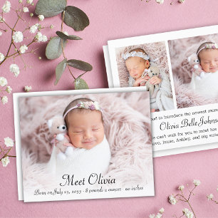 Papier Budget Élégant Photo Faire-part de naissance bébé