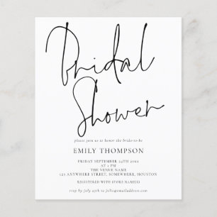 Papier Budget Élégant Script Bridal Shower Invitation