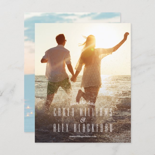 Papier Budget Élégant Script photo mariage Enregistrer la (Devant / Derrière)