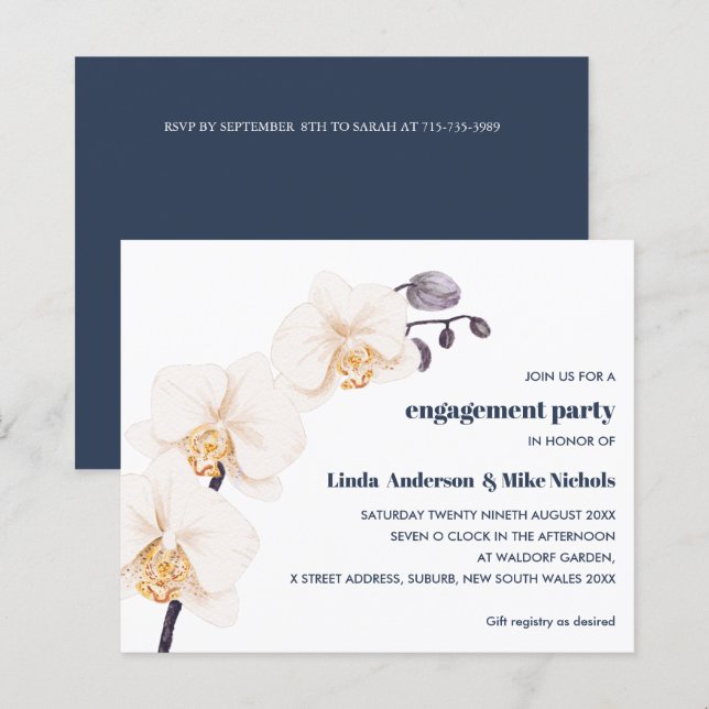 Papier BUDGET Élégante Branche des orchidées mariage de l (Devant / Derrière)