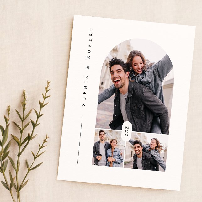 Papier Budget Élégante Typographie 3 Mariage photo Invite (Créateur téléchargé)