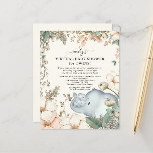 Papier Budget Elephant Baby shower virtuel Jumeaux Invita