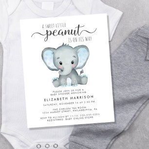Papier Budget Elephant Blue Baby Boy Shower Invitation