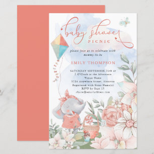Papier Budget Elephant Florals Baby shower Pique-nique In