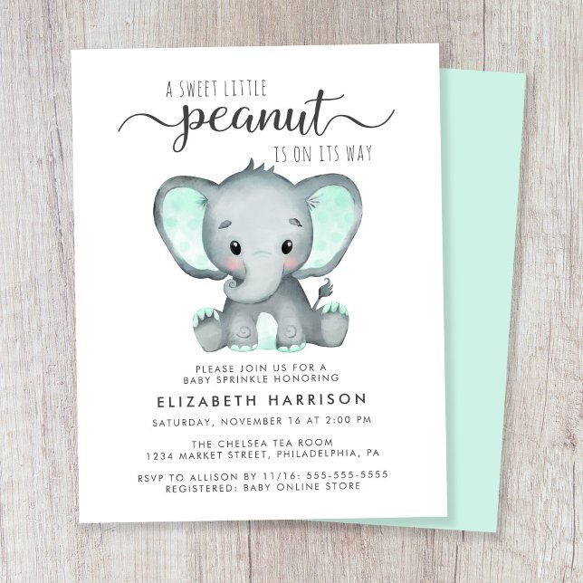 Papier Budget Elephant Mint Baby Sprinkle Invitation (Créateur téléchargé)