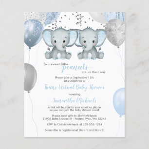 Papier Budget Elephant Twin Boys Baby shower virtuel
