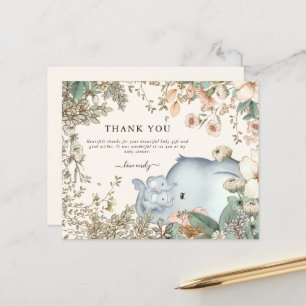 Papier Budget Elephant Twins Cream Baby shower Merci