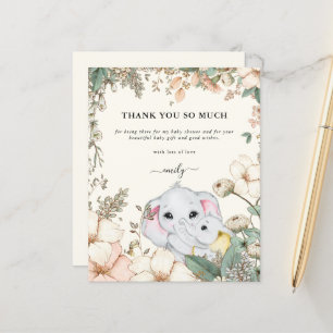 Papier Budget Elephants Crème Baby shower Merci