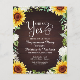 Papier Budget Elle A Dit Oui Engagement Partie Invitation