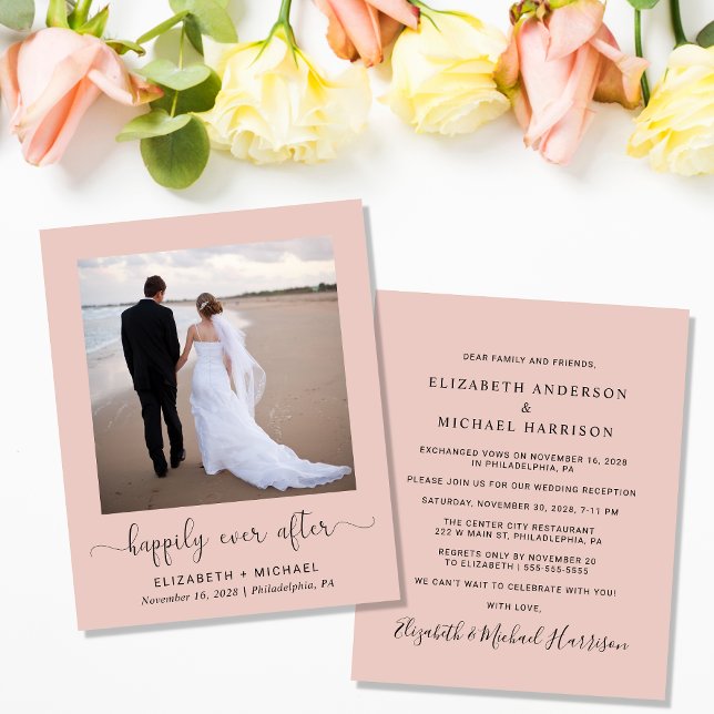 Papier Budget Elopement Blush Wedding Invitation de récep (Créateur téléchargé)