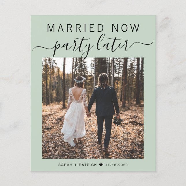 Papier Budget Elopement Photo Sage Mariage Faire-part (Devant)