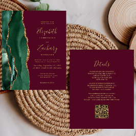 Papier Budget Emerald Agate Bourgogne Code QR Mariage