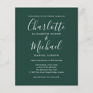 Papier Budget Emerald Faire-part de mariage de script ver