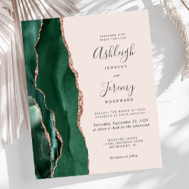 Papier Budget Emerald Green Agate Rose Gold Blush Mariage