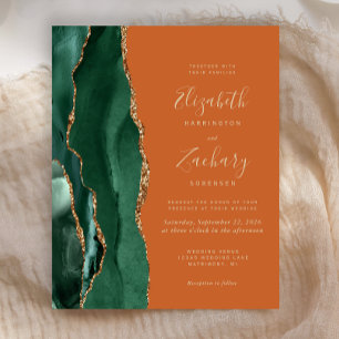 Papier Budget Emerald Green Agate Rust Faire-part de mari