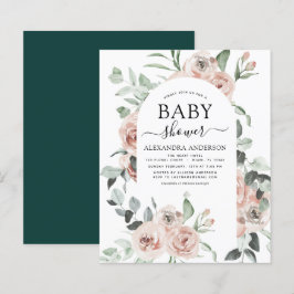 Papier Budget Emerald Green Baby shower Floral Invitation