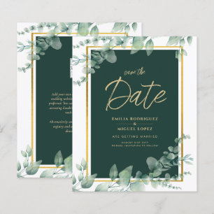 Papier Budget Emerald Green Botanical Gold Wedding Invita