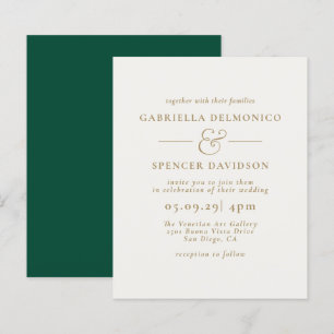 Papier BUDGET Emerald Green Cream Gold Faire-part de mari