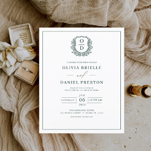 Papier Budget Emerald Green Elegant Wedding Invitation