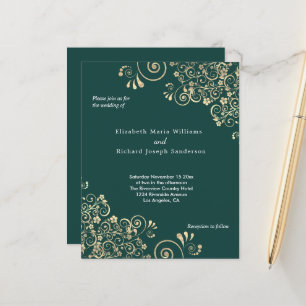 Papier Budget Emerald Green Faire-part de mariage Gold