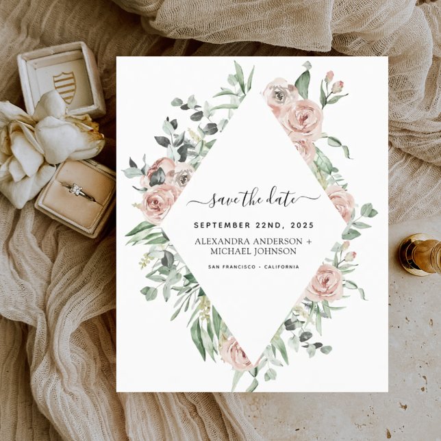 Papier Budget Emerald Green Floral Enregistrer la date (Créateur téléchargé)