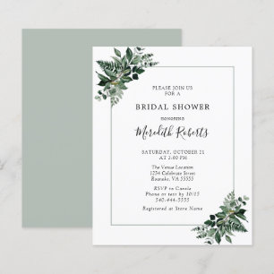 Papier Budget Emerald Green Foliage Fête des mariées Invi
