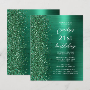 Papier Budget Emerald Green Glam 21e anniversaire Invitat
