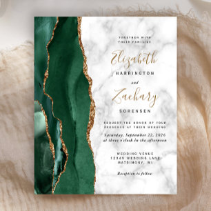Papier Budget Emerald Green Gold Agate Mariage en marbre