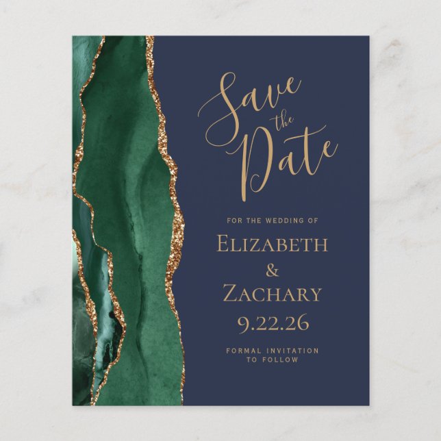Papier Budget Emerald Green Gold Agate Marine Enregistrer (Devant)