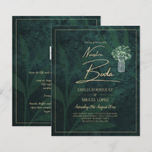 Papier Budget Emerald Green Gold Modern Wedding Invitatio