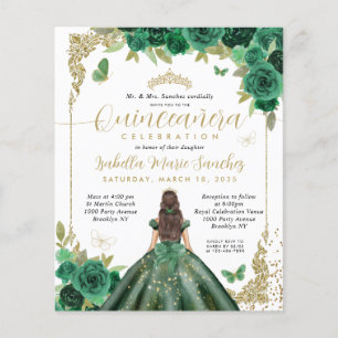 Papier Budget Emerald Green Gold Princess Quinceañera
